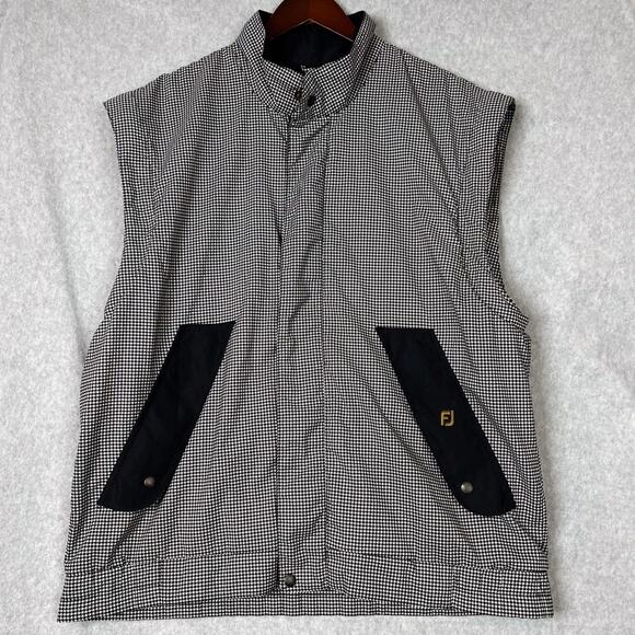 FootJoy DryJoy Mens M Full Zip Jacket Houndstooth Pattern Convertible Vest - Picture 9 of 12